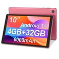 thumbnail image 1 of Android Tablet, 10 inch Android 14 Tablet, Quad-core CPU, RAM 4GB（2G+2G）, ROM 32GB (Up to 1TB), 800x1280 IPS, WiFi 6, 2MP+2MP, 6000mAh, Pink, 1 of 12