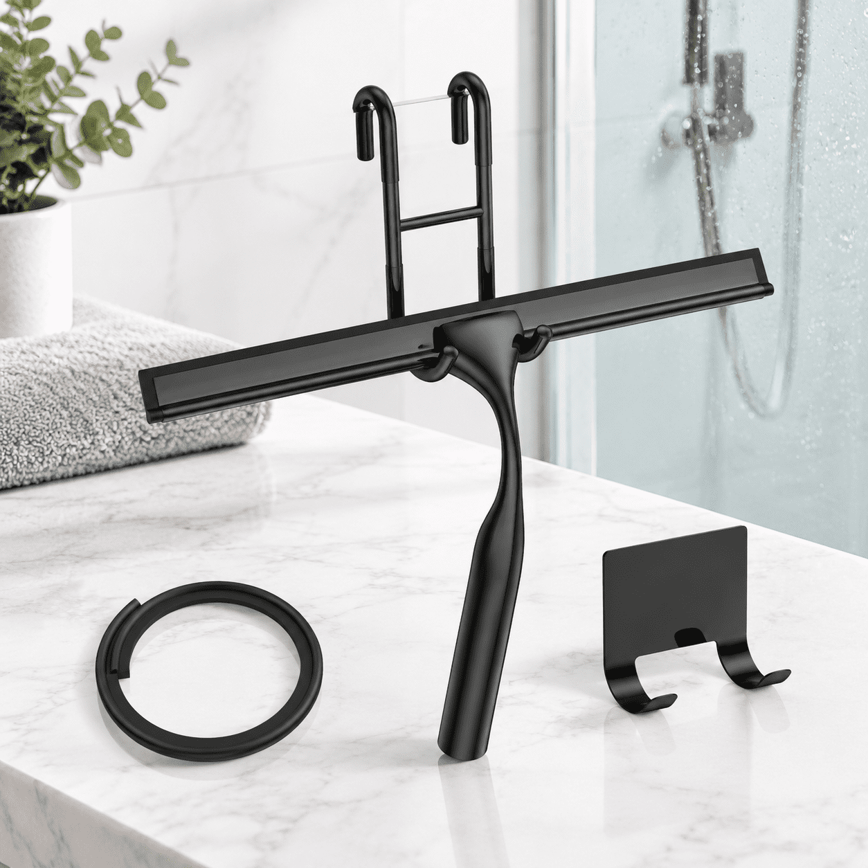 10-inch Black Stainless Steel Squeegee for Shower Glass, Windows ...