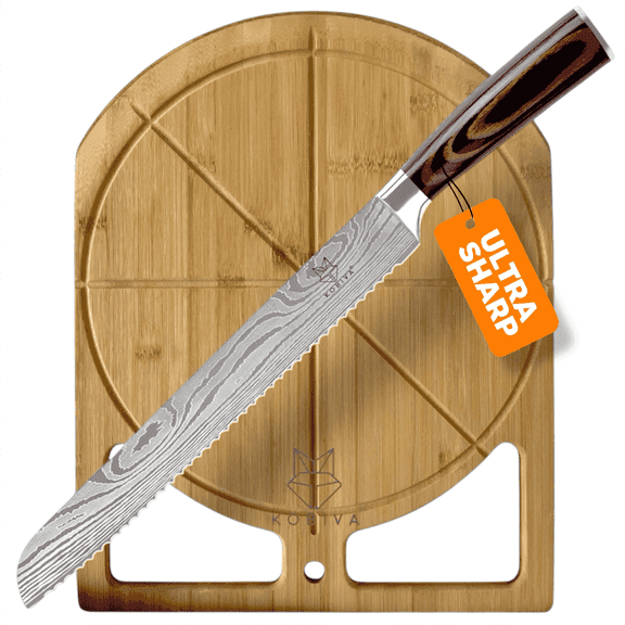 Kobiva 10 in High Carbon Steel Pakkawood Handle Sourdough Bread Knife