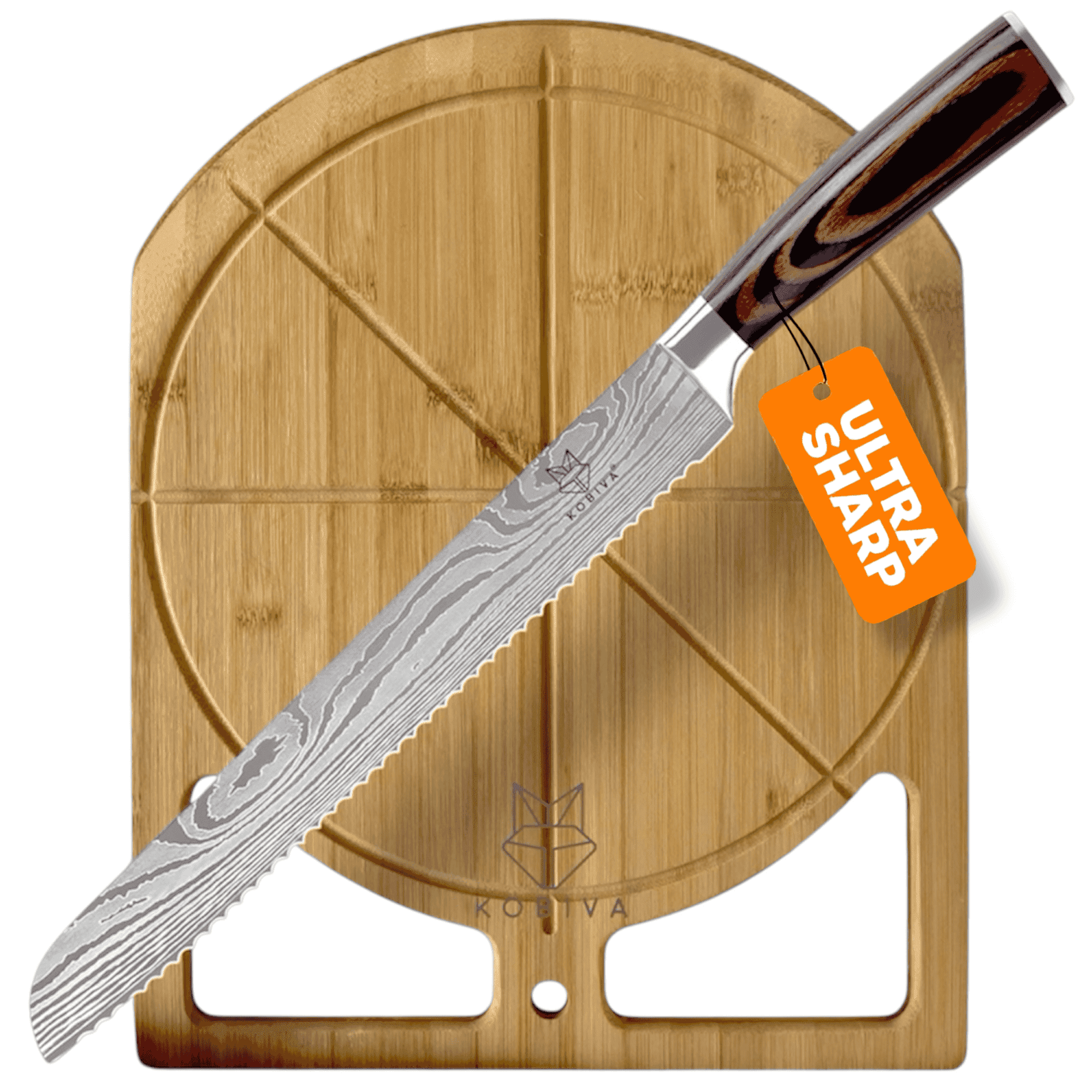 Kobiva Bread Knife 10 Inch | Serrated Knife for Homemade Sourdough Bread | Japanese High Carbon Stainless Steel | Razor Sharp Wavy Edge | Ergonomic Pakkawood Handle | Cake, Bagel & Baguette Slicer