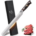 thumbnail image 1 of 10 inch  Brisket , Razor  Carving  with  Handle Design, Granton Edge, Hand Forged Brisket Slicing  for Meat and BBQ Cuting  for Men, 1 of 6