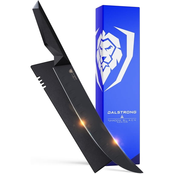 10 inch Butcher Knife - Shadow Black Series - Black Titanium Nitride Coated - High Carbon 7CR17MOV-X Vacuum Treated Steel - Breaking Kitchen Knife - Sheath - Slicing Knife - NSF Certified