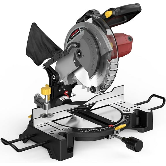 MarvTool 15 Amps 10 Inch Corded Electric Compound Miter Power Saw Single Bevel Miter Saw 5000 RPM