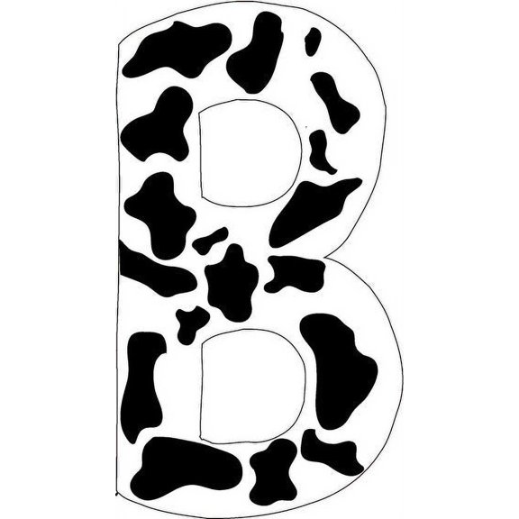 10 inch Cow  Animal Print Letter Decals Stickers from A to Z