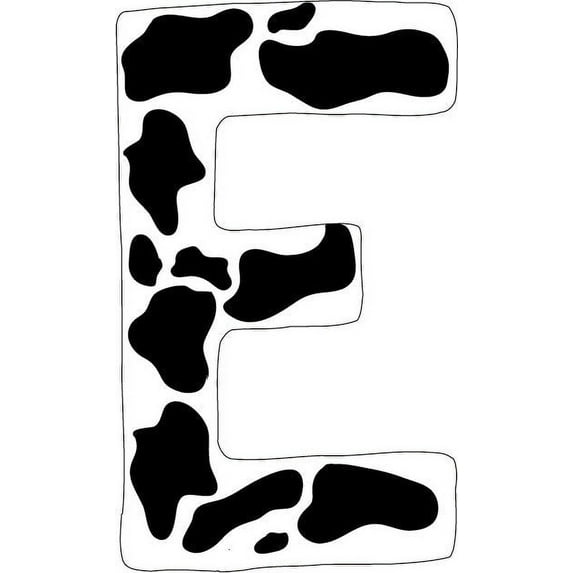 10 inch Cow Animal Print Letter Decals Stickers from A to Z