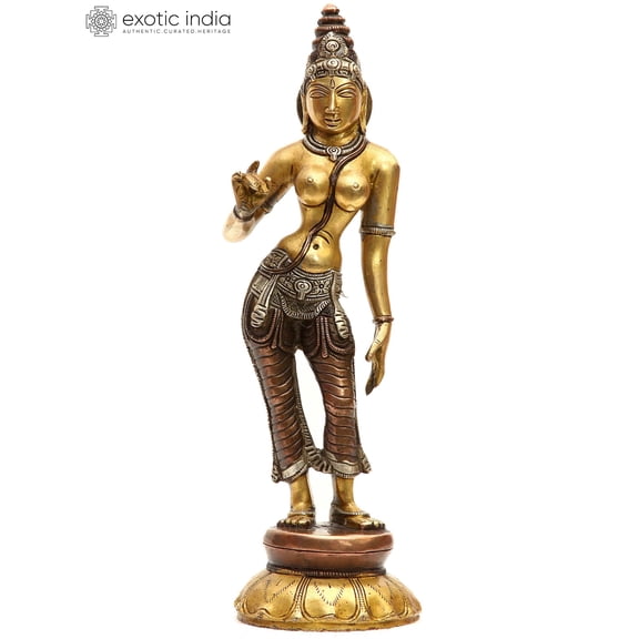 10 inch Devi Parvati Graceful Goddess Brass Statue Mountain Daughter Divine