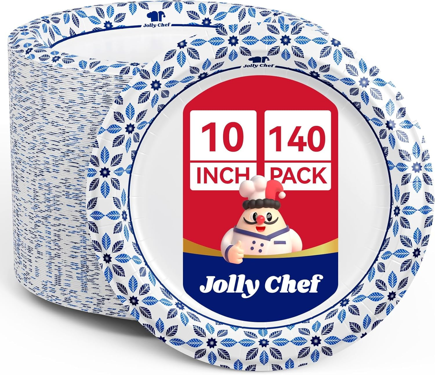 10 inch Disposable Paper Plates 140 Count, Soak Proof, Cut Heavy Duty for Everyday Use