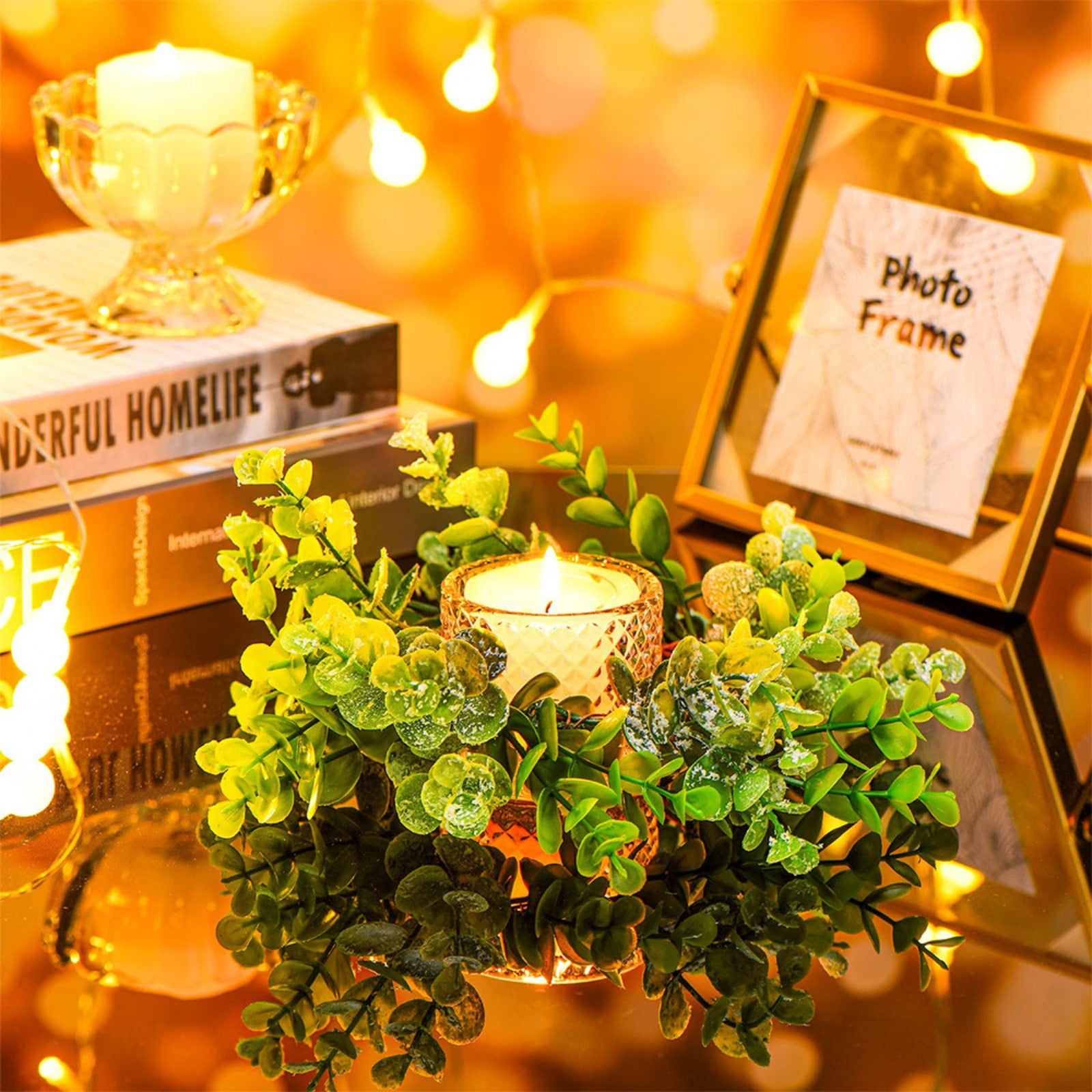 Artificial greenery candle rings best sale