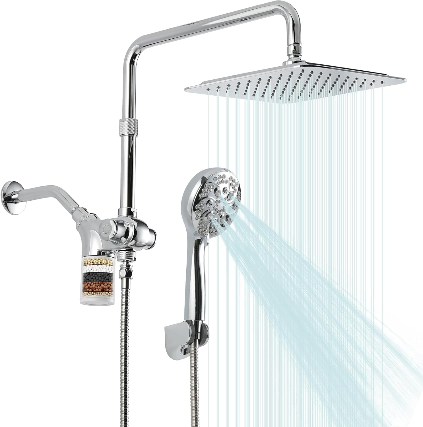 10 inch Filtered Shower Head,7 Settings High Pressure Dual Shower Heads