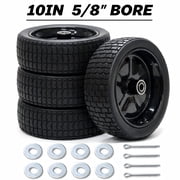 4PCS 10 inch Flat Free Solid Wheel, 4.10/3.5-7 PU Wheels, Thin Sidewall Replacement Tire Wheel, 5/8-Inch Bearings, PU Material 500G, for Garden Wagon, Utility Cart and Hand Truck
