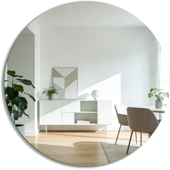 10 inch Frameless Glass Round Mirror Circle for Wall Decor, Bathroom, Living Room, Home Decor, 2mm Thick Round Mirror Tray Plate Panel for Table Centerpiece