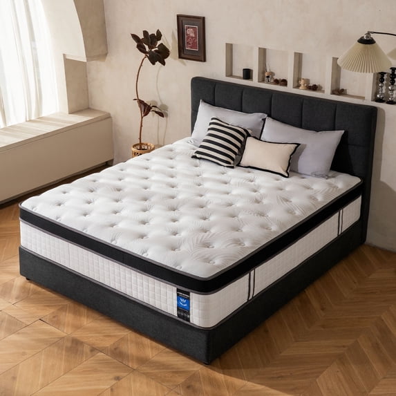 Queen Rose 10'' Full Size Mattress Hybrid Memory Foam Mattress, Medium Firm, Pressure Relief, Mattress in a Box