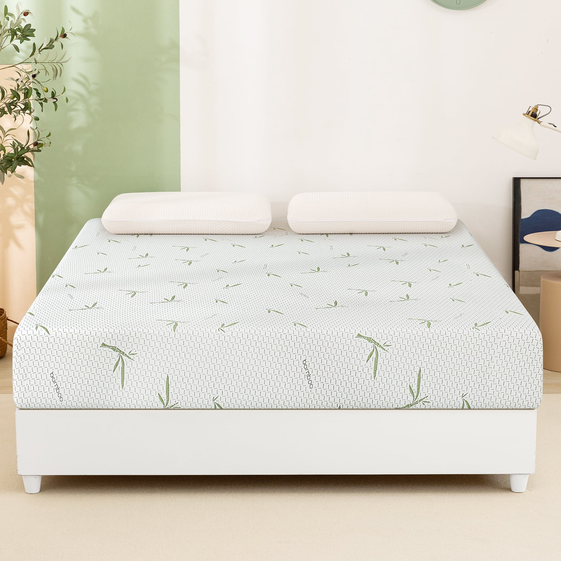 NapQueen Coprimaterasso Memory Foam 10,2 Cm Con Carbone Di Bambù – Certificato CertiPUR-US – Traspirante E Ventilato Per Twin-XL
