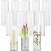 10 inch Glass Cylinder Vase Set of 12 Decorative Flower Vases for Centerpieces Clear Hurricane Vase for Pampas Grass Floating Candle Holder for Wedding Table