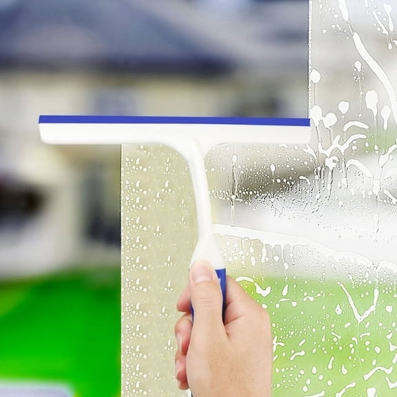 10-inch Handheld Squeegee Cleaner, Shower Squeegee, Streak-Free Rubber Window Wiper Blade for Glass Doors, Car Windshields, Mirrors, Bathrooms, and Kitchens, White