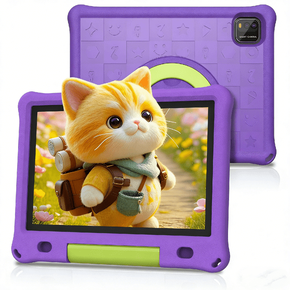 10inch Kids Tablet Android 15,1280x800 HD Ips Display Tablet with Eva Case,12GB (3g+9g) RAM+64GB Rom,Quad-Core, Wi-Fi6,6000mAh,Parental Control App Google Certified - Purple
