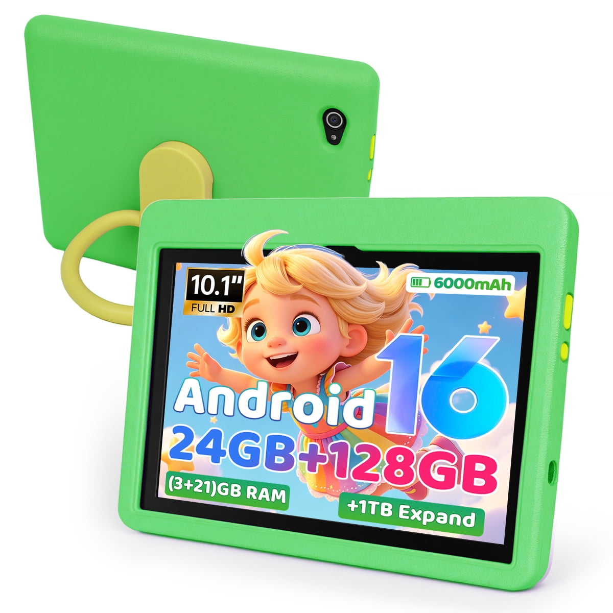 BESTSKI 10 inch Kids Tablet for 3-12 Year Olds — Eye Protection HD Screen, 24GB RAM, 128GB ROM, Parental Control