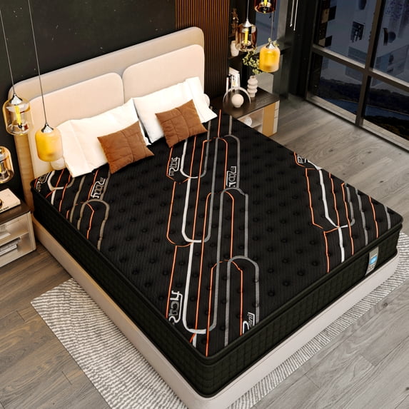 10 inch King Size Mattress, Memory Foam Individual Pocket Springs Hybrid Mattress in a Box, Medium Firm for Home Rooms Hotels,Breathable and Ergonomic Design, Back Relief Edge Support CertiPUR-US