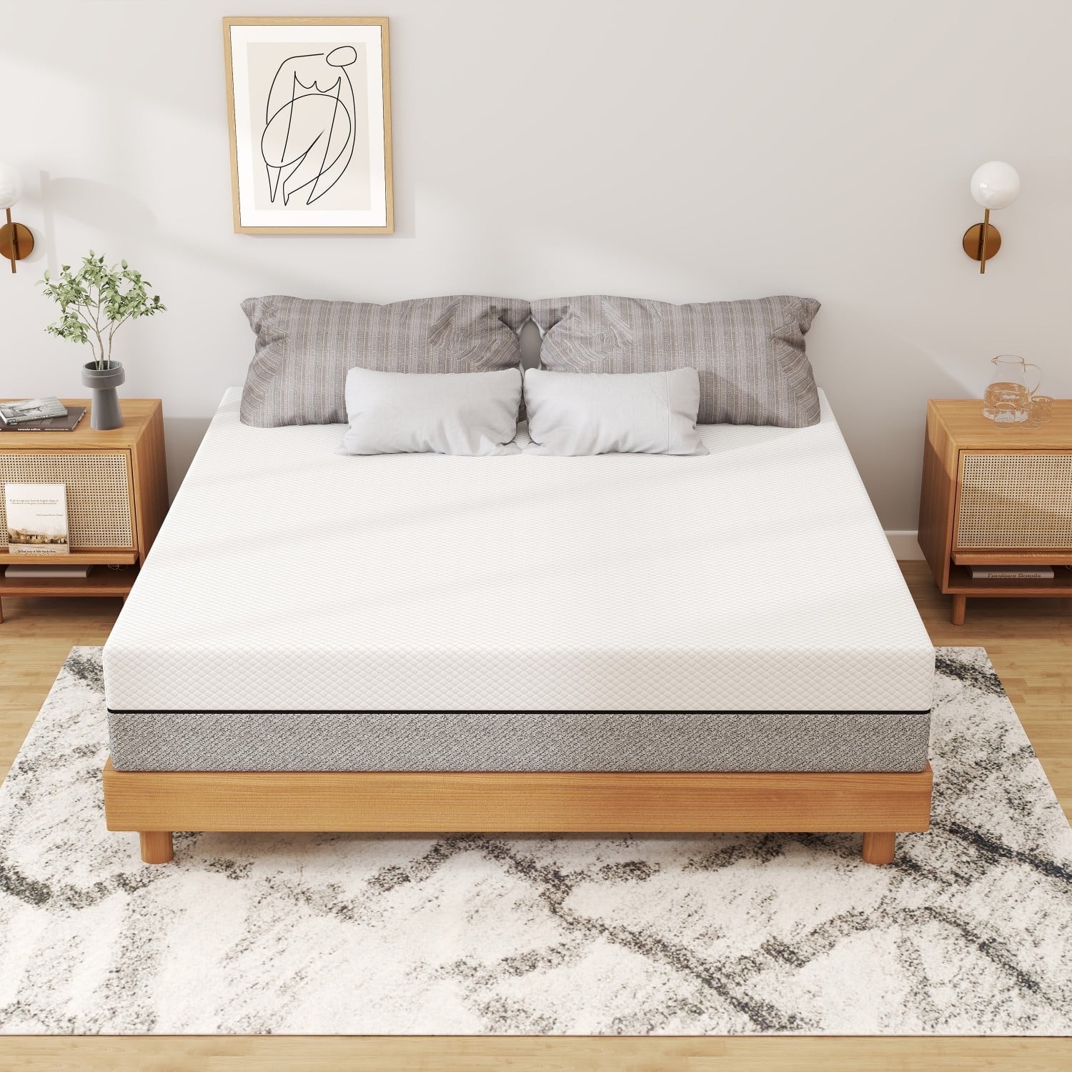 10 inch Sponge Mattresses Semi Firm Density Foam Comfort Sleep in a Box King Size.