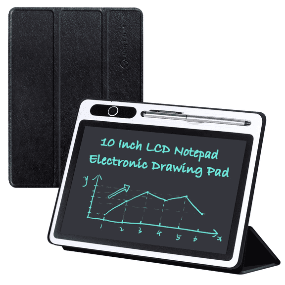 10 inch LCD Writing Tablet, Electronic Notepad with PU Cover, Erasable & Reusable Drawing Board for Kids, Home & Office