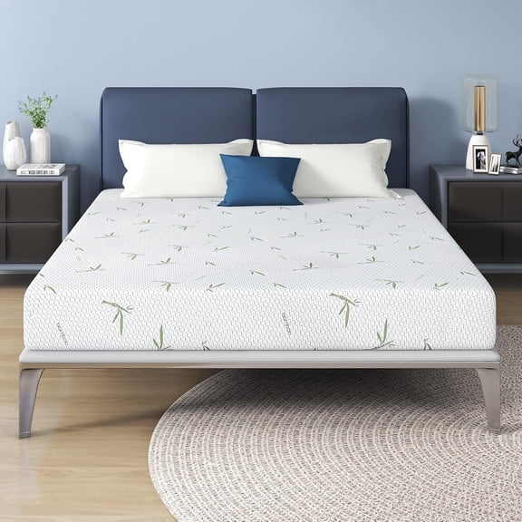 10 inch Mattress King Size, Green Tea Gel Infused Memory Foam Mattress with Bamboo Knit Cover