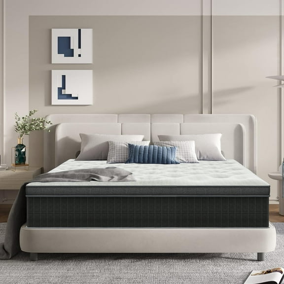 10 inch Mattress Queen Memory Foam Pocket Spring Hybrid Mattress in a Box Medium Firm