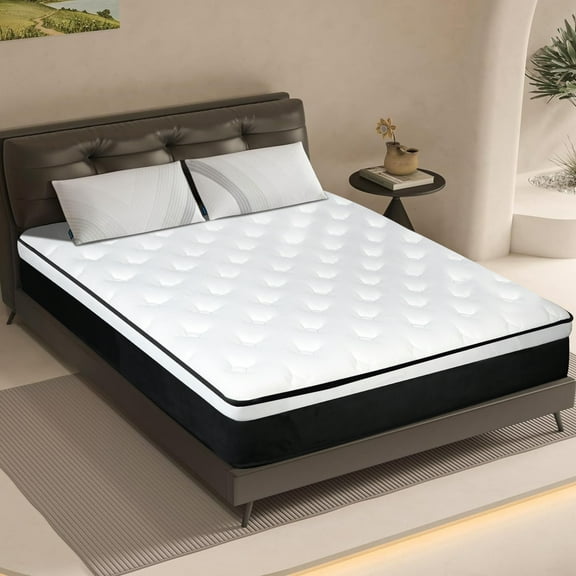 10 inch Mattress Queen Memory Foam Pocket Spring Hybrid Mattress in a Box Medium Firm