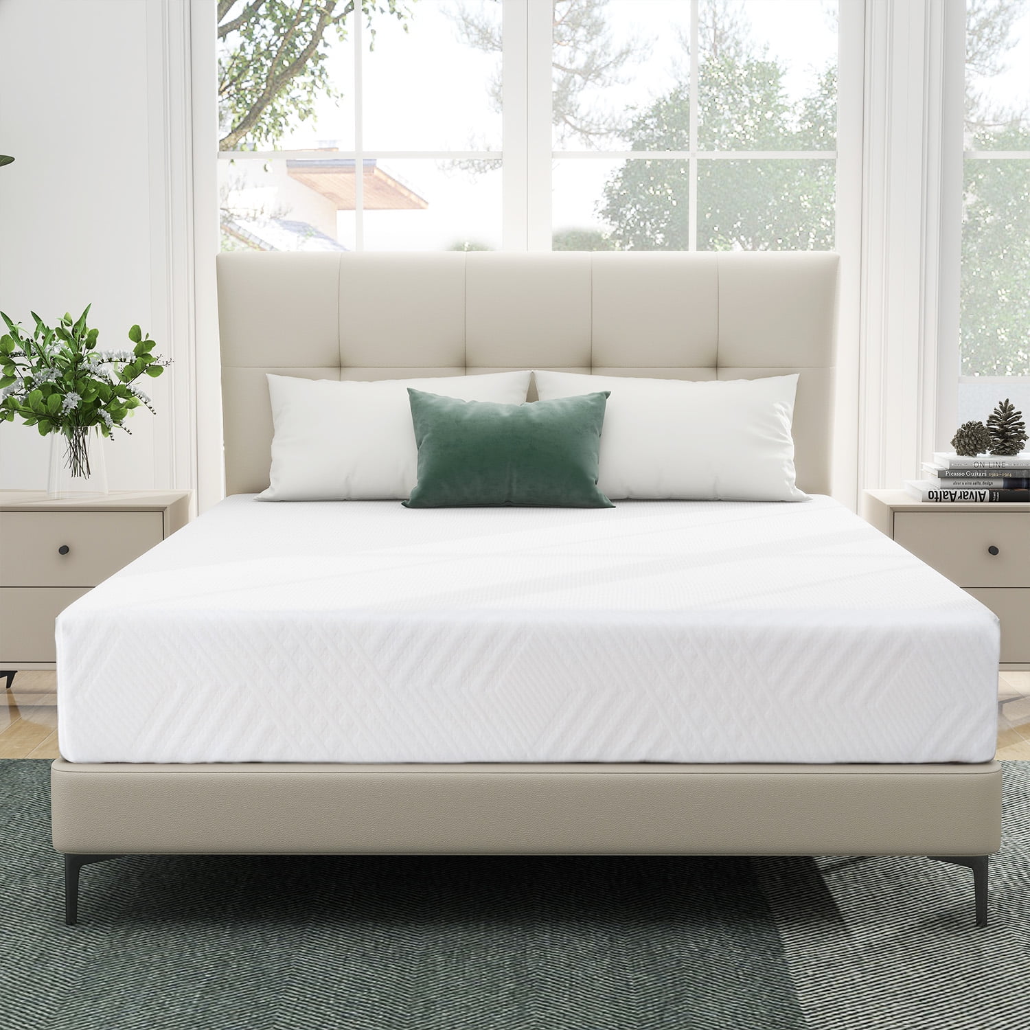 10 inch Memory Foam & Innerspring Hybrid Mattress, Medium Firm Bed in a Box for Pressure Relief, King Mattress