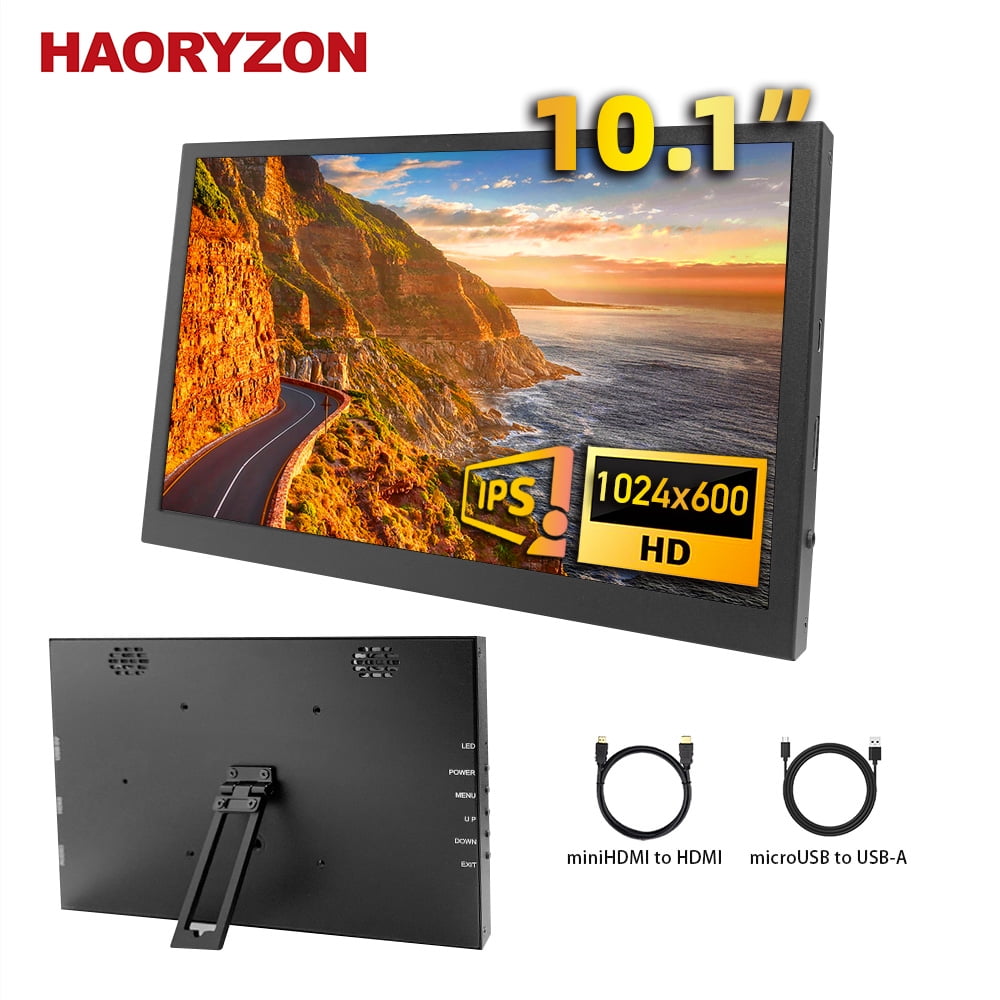 10-inch Mini Portable Monitor HDMI USB-C Full HD 1024x600 IPS LCD Screen Computer Secondary Screen Built-in speaker for Windows Laptop
