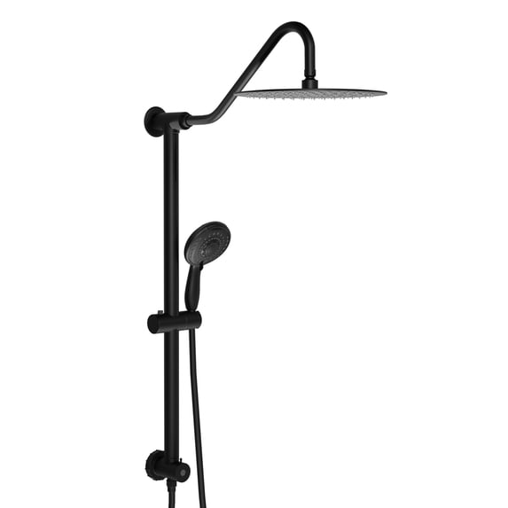 10 - inch Overhead Shower Head and Hand - held Shower Head, Round Shower Set, Dual Shower Heads, Matte Black.