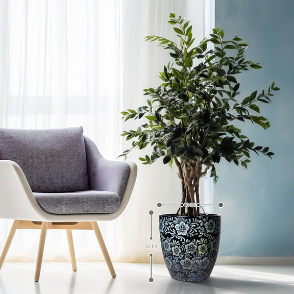 10 inch Plant Pot，Ceramic Plant pots，Ceramic Planter for Indoor Plants Outdoor,Mid-  Decor, Modern Flower Pot, Large Plant Pot with Drainage Hole