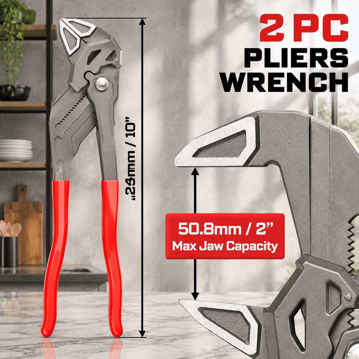 10-inch Pliers Wrench 2smooth V-jaw With 19-position Push-lock Fast ...