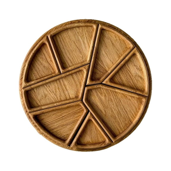 10 inch Puzzle Serving Tray with 8 Removable Compartments – Wood Snack Tray for Fruits, Nuts, Meats, Dips, Cheese Board for Entertaining, Coffee Table, Kitchen, Living Room Decor