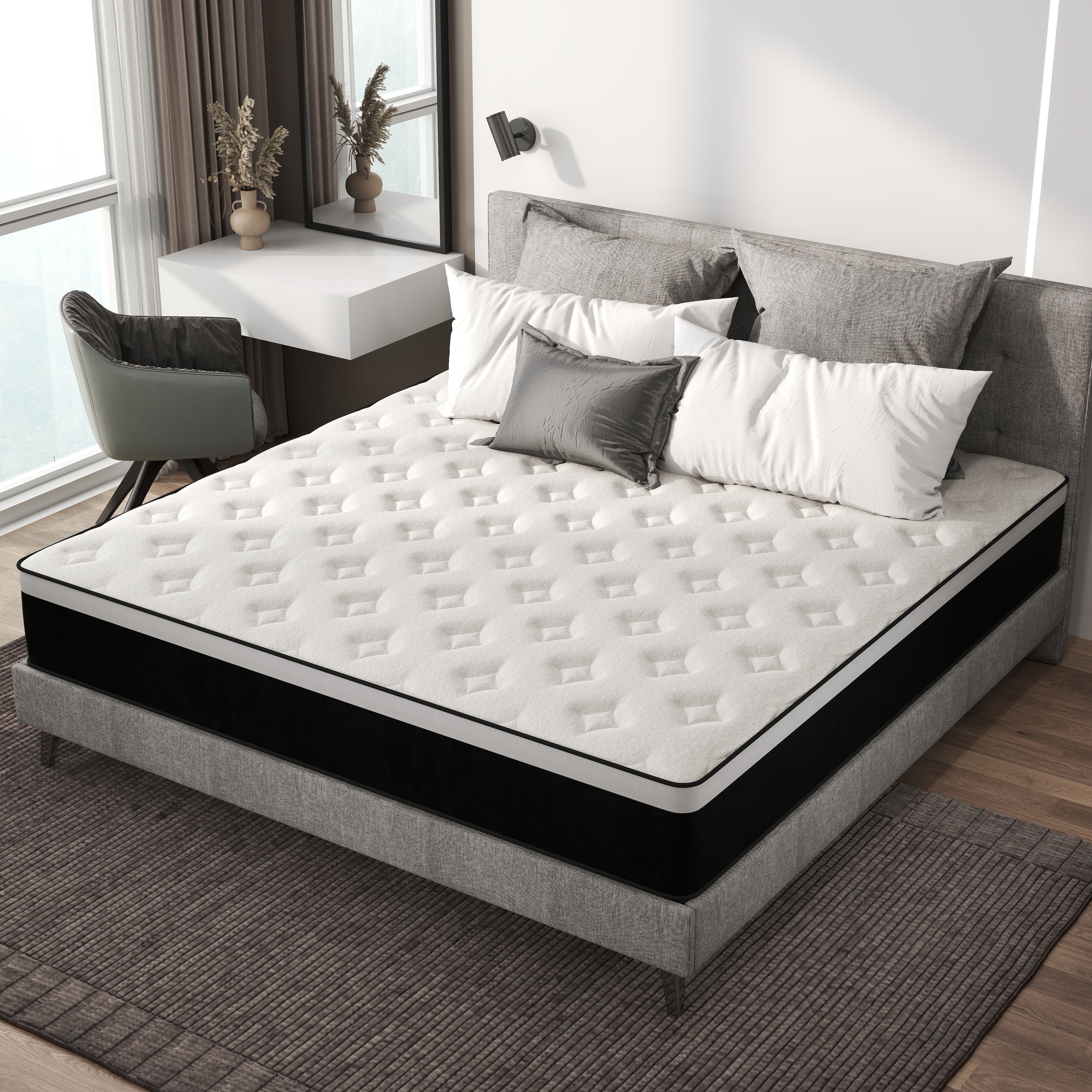 Mulinature 10 inch Queen Mattress,Hybrid Mattresses Medium Firm in a Box