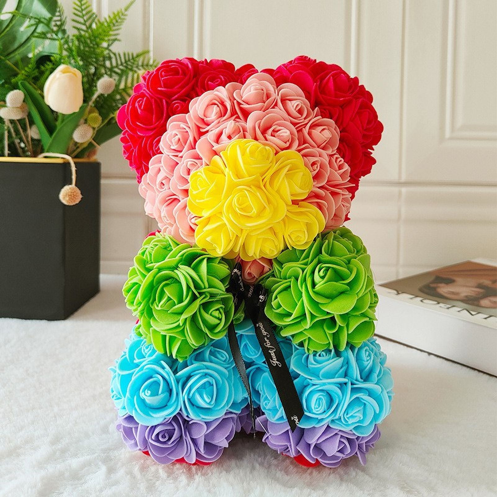 Rainbow rose bear sale