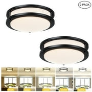 10 inch Round LED Ceiling Lights Flush Mount Kitchen Light Fixtures for Ceiling, Bathroom, Bedroom, Living Room, Hallway Adjustable Color Temperature 2700K/3000K/3500K/4000K/5000K, 17W (2 Pack)