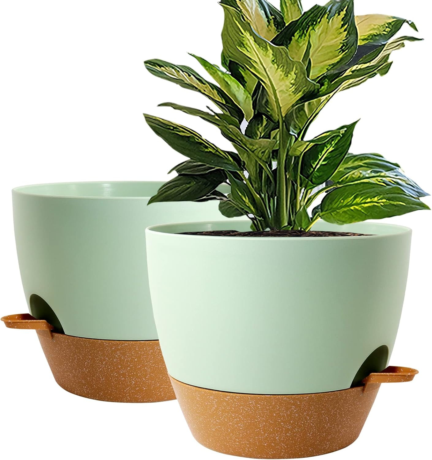 10 inch Self Watering Planters, 2 Pack Large Plastic Plant Pots with ...