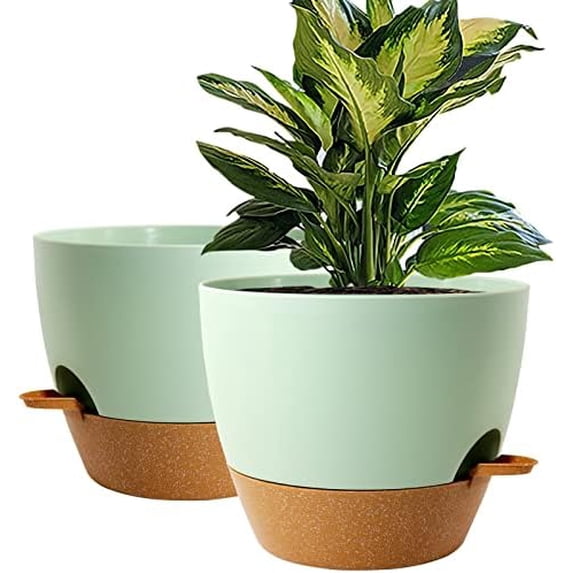 10 inch Self Watering Planters, 2 Pack Large Plastic Plant Pots with ...