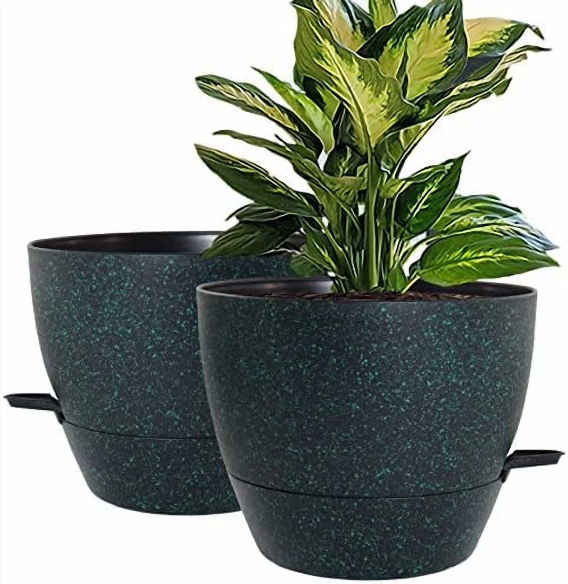 10 inch Self Watering Planters, 2 Pack Large Plastic Plant Pots with ...