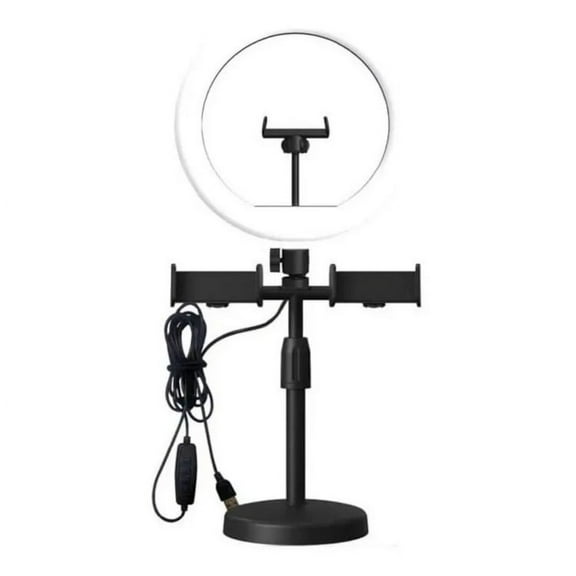 10 inch Selfie Ring Light with Table Top Stand & Cell Phone Holder for Live Stream, Makeup, YouTube Video, Photography TikTok, & more compatible with Universal Phone (Black) Tripod not included
