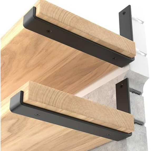 10 inch Shelf Brackets 6-Pack ,1/5 inch Thick Heavy Duty Industrial Bracket for DIY Floating Shelf Support, Black Coated Wall Shelf Support, 9.25” x 6” x 1.5”