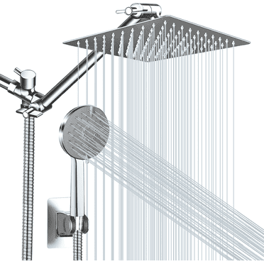 10-Inch Square Rainfall Shower Head – 304 Stainless Steel, Brushed Nickel Finish