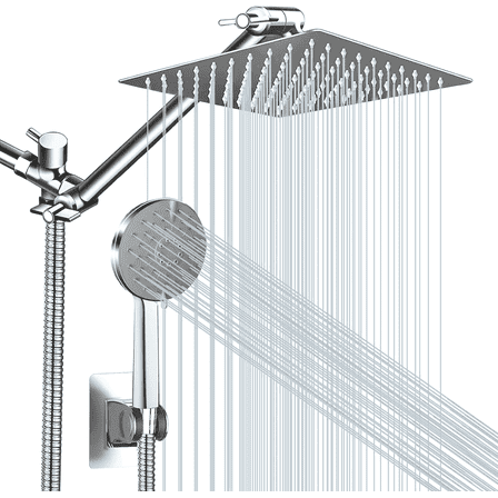 10 inch Shower Head Combo, 304 Stainless Steel High Pressure Rain with 5 Settings, with 59" Hose