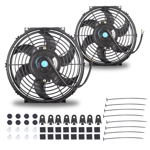 10 inch Slim Fan Push Pull Electric Radiator Cooling 12V Mount Kit Universal
