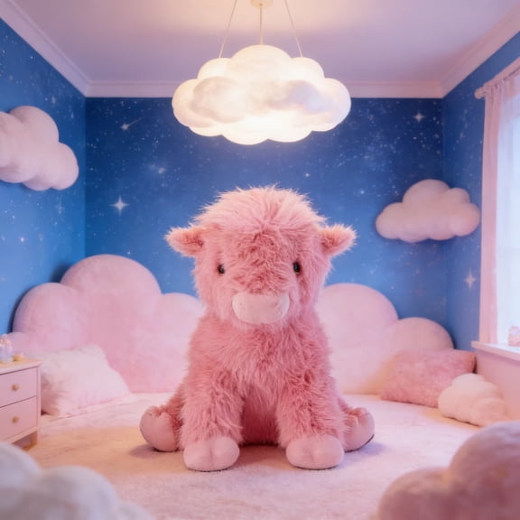 10-inch Soft Adorable Pink Highland Cow Plush - Soft Fluffy Valentine's Day Gift for Her