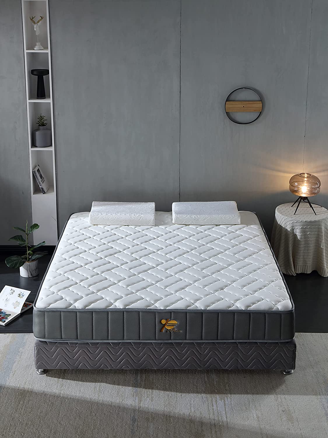 10-inch Sponge Gel Memory Foam Mattress Box Bed, Support and Decompression, Breathable Soft Fabric Cover, Medium Hardness Individually Wrapped Coils Innerspring Mattress (Queen)