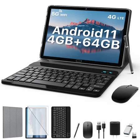 10 inch Tablet, 4GB RAM+64GB ROM, 4G LTE, Octa-Core Processor, 5G WI-FI, 5MP+13MP Camera, Tablet with Keyboard