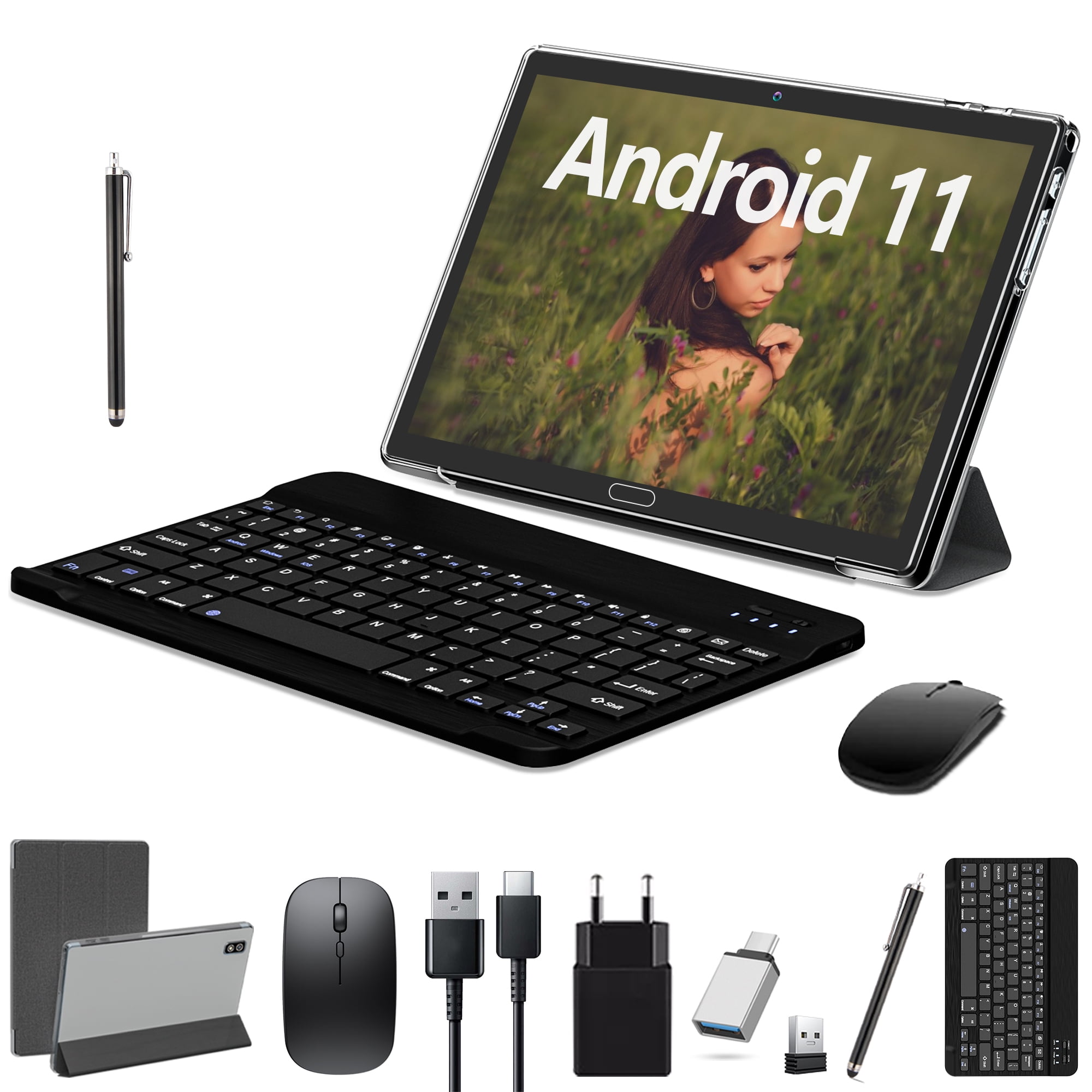 10 inch Tablet Android 11 Tablets PC with Keyboard and Case Mouse