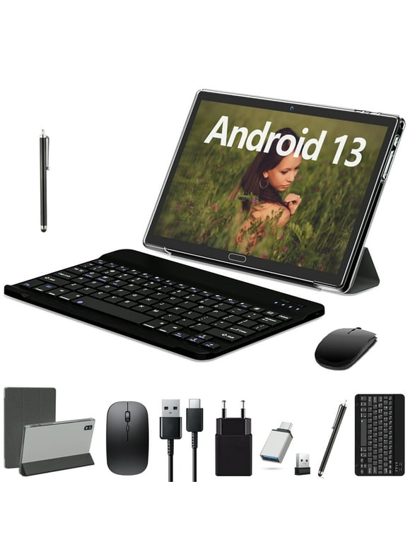 10 inch Tablet Android 13 Tablets PC with Keyboard and Case Mouse 4GB Ram 64GB Octa-Core Gps Wifi Bluetooth