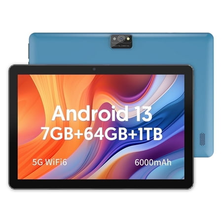 10 inch Tablet Android 13 Tablets, Quad-Core Tablet PC, 7GB RAM, 64GB ROM, 1TB Expand, 6000mAh, 1280x800 HD Touch Screen, 2MP+8MP, Wifi, Dual Camera